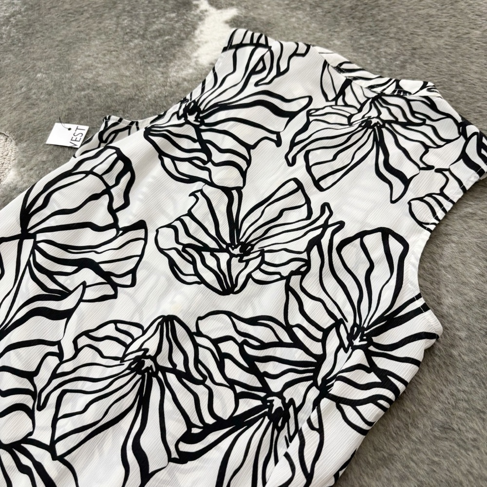 NWT Nine West Ruffled Collar Sleeveless Button Down Top - Picture 6 of 11